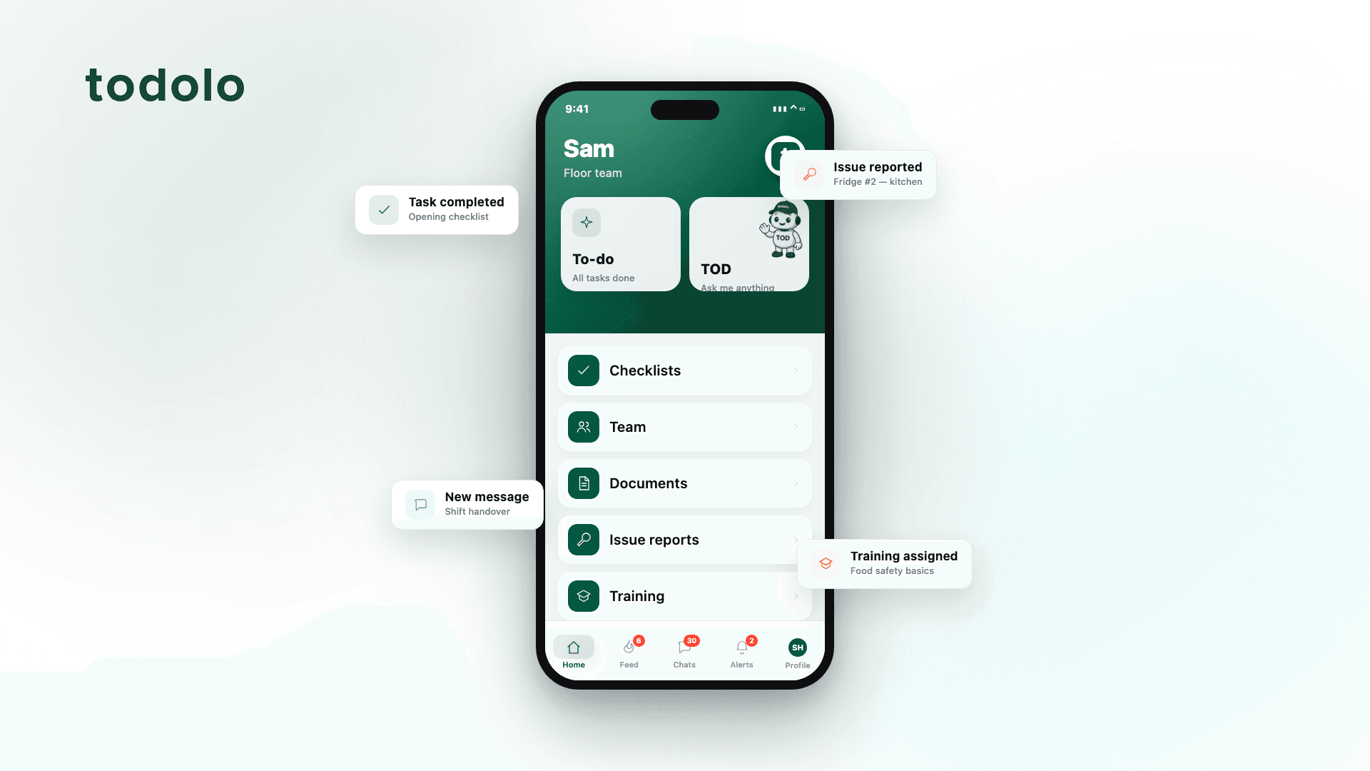 The Todolo mobile app for deskless workers
