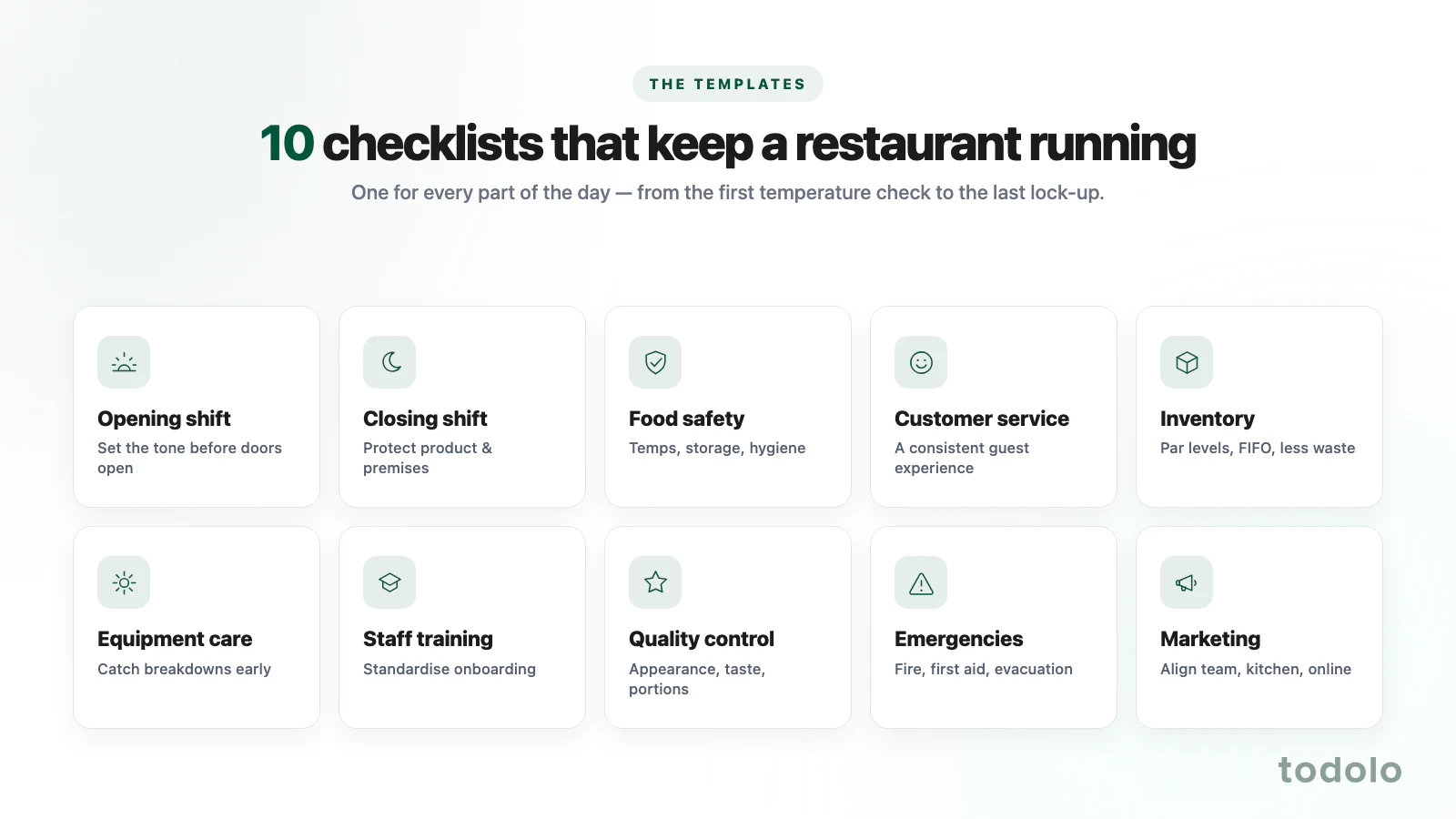 The main types of restaurant checklist: opening, closing, food safety, service, inventory and more